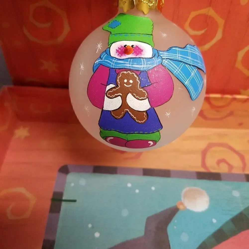Set of 3  Hand painted 3D snowman ornaments. Aprox 8